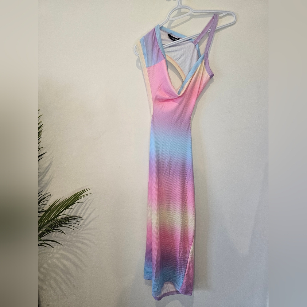 Chic Me one shoulder ombre midi dress size L